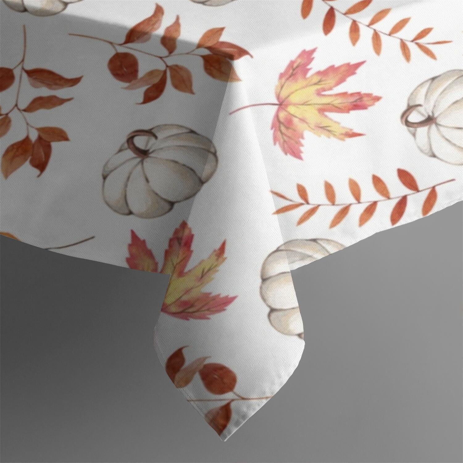 Autumn Leaves Tablecloth Rectangle 60x102 Inch, Fall Printed Table Cover with Harvest Plaid - Wrinkle Resistant Fabric for Thanksgiving & Holiday Dining Decor