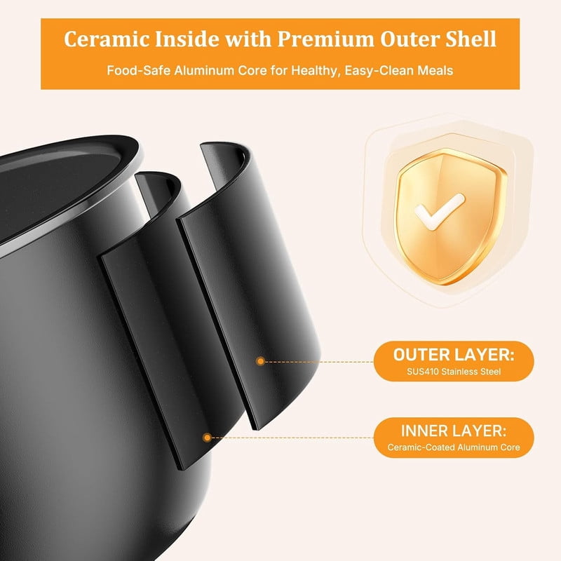 Simenmax 3 Quart Electric Pressure Cooker, 10-in-1 Multi Cooker with Ceramic Non-Stick Pot, Programmable Slow Cooker & Steamer, Stainless Steel Small Rice Cooker for Kitchens,Silver