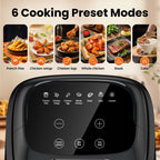 Casualife Air Fryer 6 Qt Max 400F for Cooking, 6 Presets Fry Touch Panel Compact Countertop, New Black