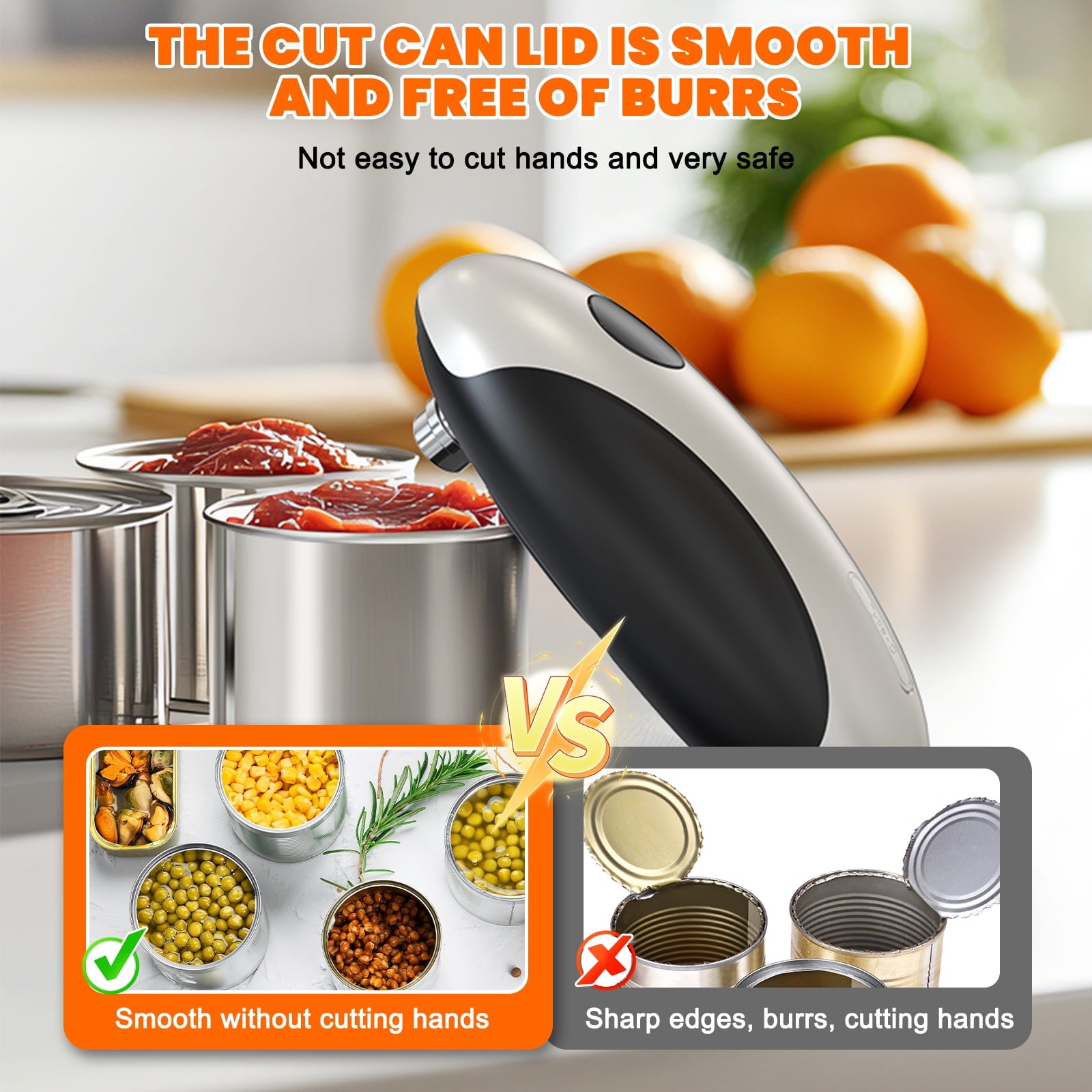 Rechargeable Electric Can Opener - Smooth Edge, One-Touch Automatic Can Opener for Seniors & Arthritis, Type-C Fast Charge, Compact Portable Can Openers, Portable Kitchen Gadgets Fits Most Can Sizes