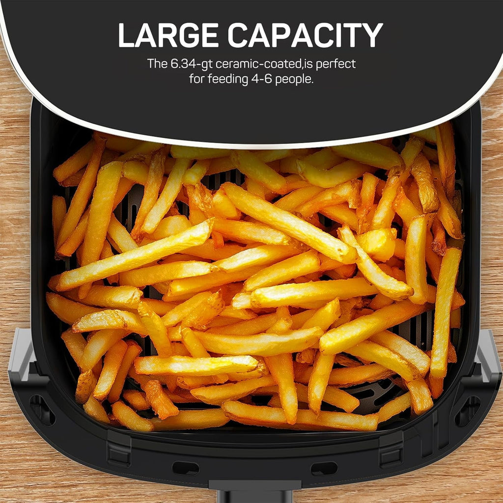 Air Fryer, 6-Quart Smart Air Fryer, 12-in-1 Functions - Air Fry, Roast, Reheat, Dehydrate, Bake, Steam, and More, 400Â°F Max Temperature, Grey