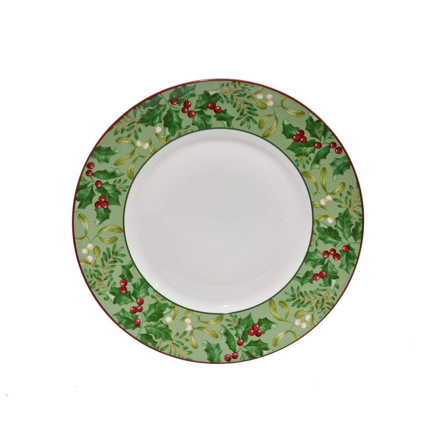 222 Fifth Christmas Foliage Porcelain Dinnerware Set, 12-Piece, Green and White