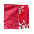 Fennco Styles Holiday Embroidered Snowflake Placemats 13" W x 19" L, Set of 4 - Red Festive Table Mats for Home Décor, Banquet, Family Gathering, Christmas and Special Occasion