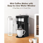 Jesslyn 2-in-1 Single Serve Coffee Maker, Compatible with K-Pods & Grounds, Fast Brew, Compact Design, 6-12oz
