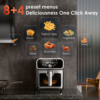 WHALLSE 6QT Air Fryer with Visual Window, 8 Preset Menus & 360° Rapid Air Circulation for Healthy Oil-Less Cooking,Exterior: Stainless Steel