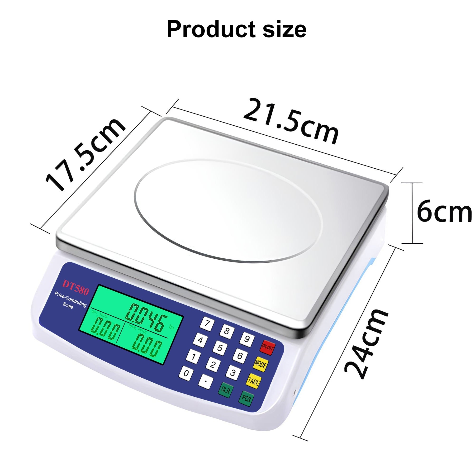 INSMART Food Scale,30KG Large Digital Kitchen Scale,Plug-in and Battery Modes,for Cooking Baking,Silver