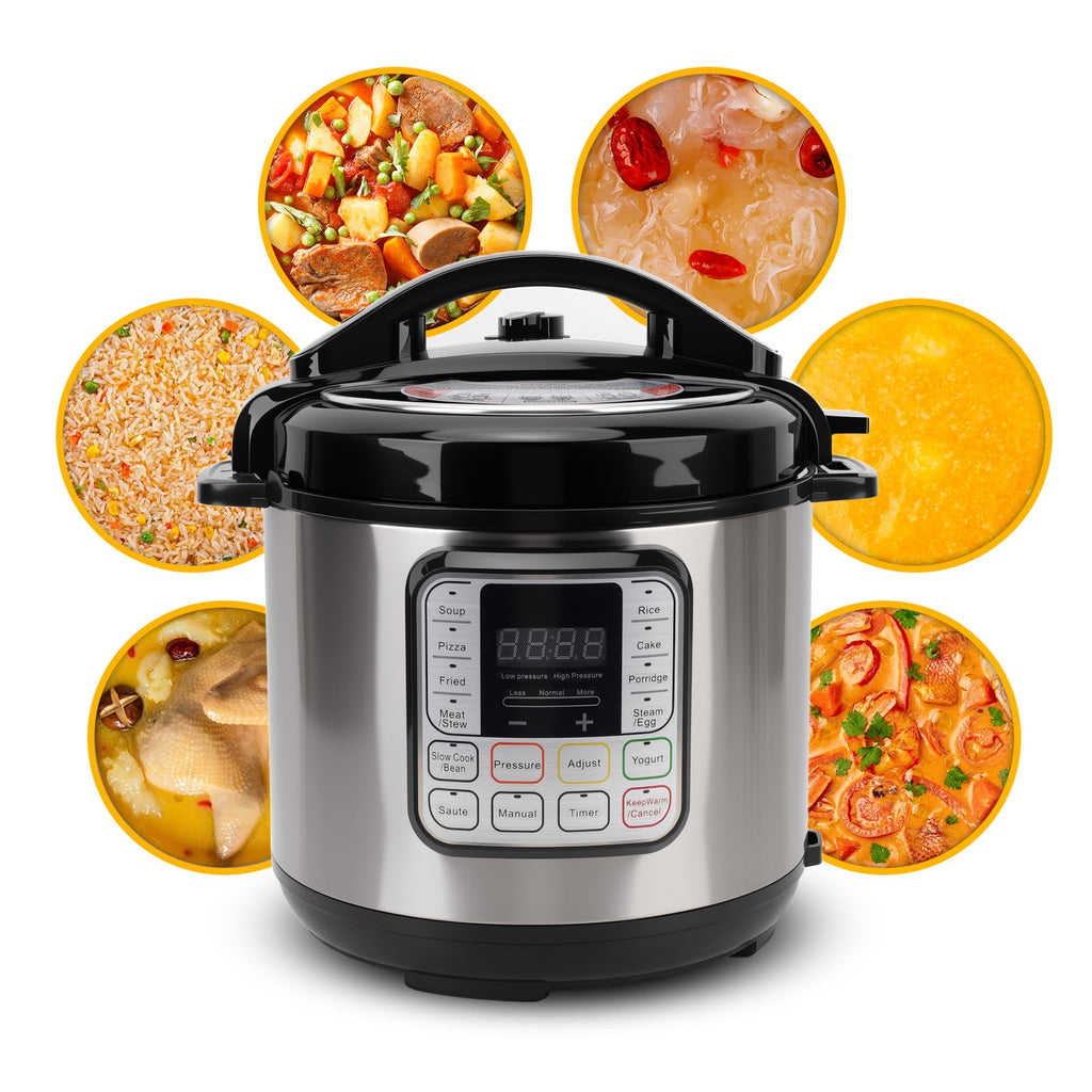 6.5 Quart Electric Pressure Cooker, 16-in-1 Multi-Functional Slow Cooker, Rice Cooker, Saute Pan, Soup Pot, Egg Cooker, Warmer, Preset Cooking, Stainless Steel