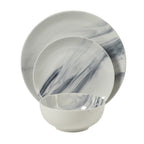 Gibson Home Cloudlight 12 Piece Plates and Bowls Dishes Brown and White - Decorated Porcelain Ceramic Dinnerware Set - Service for 4