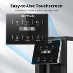 AIRMSEN 3 in 1 Single Serve Coffee Maker with Grinder, K Cup Coffee Machine Compatible with Grounds and Beans, Instant Coffee Pot with 6 Grind Levels & 6-14oz Cup Sizes, BPA-Free