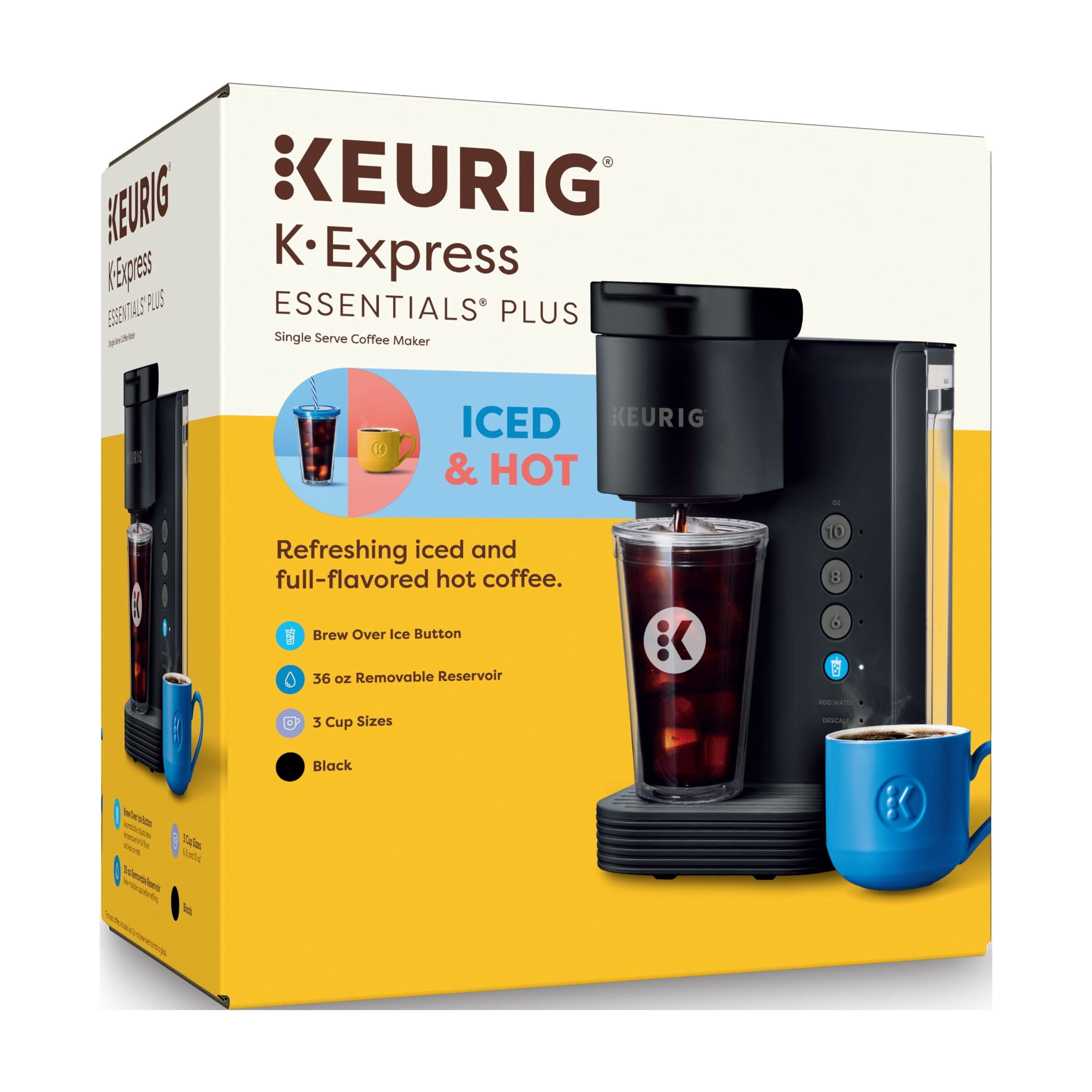 Keurig K-Express Essentials Plus, Iced and Hot Single-Serve K-Cup Pod Coffee Maker, Black