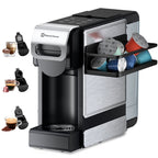 Coffee Maker 3-in-1 Single Serve Coffee Machine, for K-Cup Coffee Capsule Pod, Ground Coffee Powder Brewer, Stainless Steel Design, Sliver