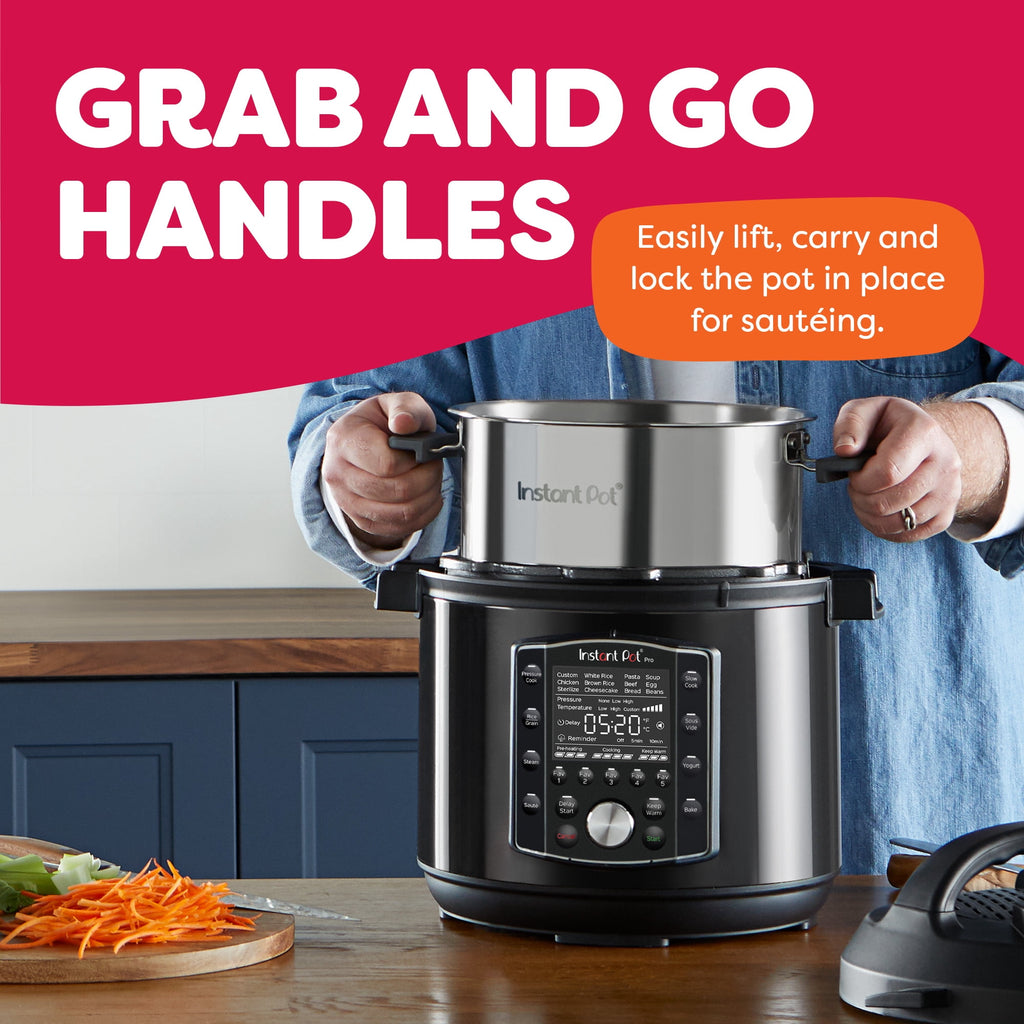 Instant Pot Pro 6-Quart Electric Pressure Cooker, 10-in-1 Slow Cooker, Rice/Grain Cooker, Steamer, Sauté, Sous Vide, Yogurt Maker, Sterilizer and Warmer