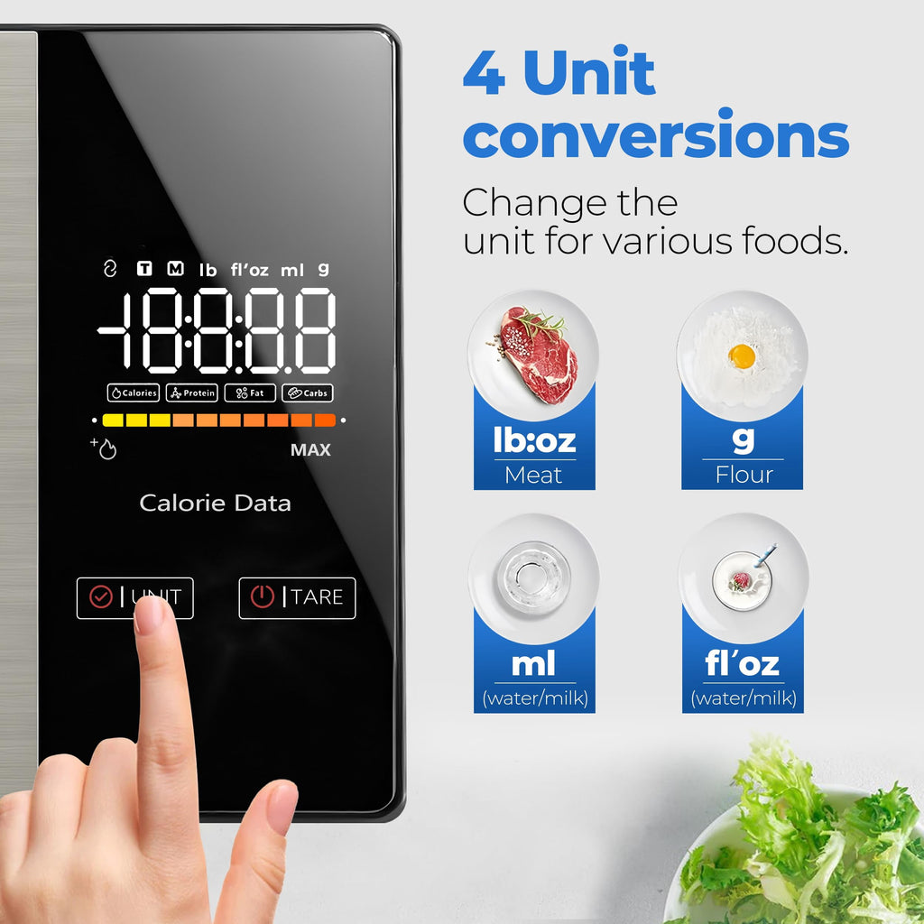 Smart Food Scale with Nutritional Calculator App, Digital Kitchen Food Scale 11lb, Calorie Scale for Weight Loss and Meal Prep with Tare Function