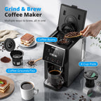 AIRMSEN 3 in 1 Single Serve Coffee Maker with Grinder, K Cup Coffee Machine Compatible with Grounds and Beans, Instant Coffee Pot with 6 Grind Levels & 6-14oz Cup Sizes, BPA-Free