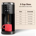 FREE VILLAGE Single Serve Coffee Maker,2 in 1 Pod Coffee Maker Machine for K-Cup & Ground,6 to 14oz Brew Sizes,40oz Removable Water Reservoir,LCD Screen,Self-cleaning,Black