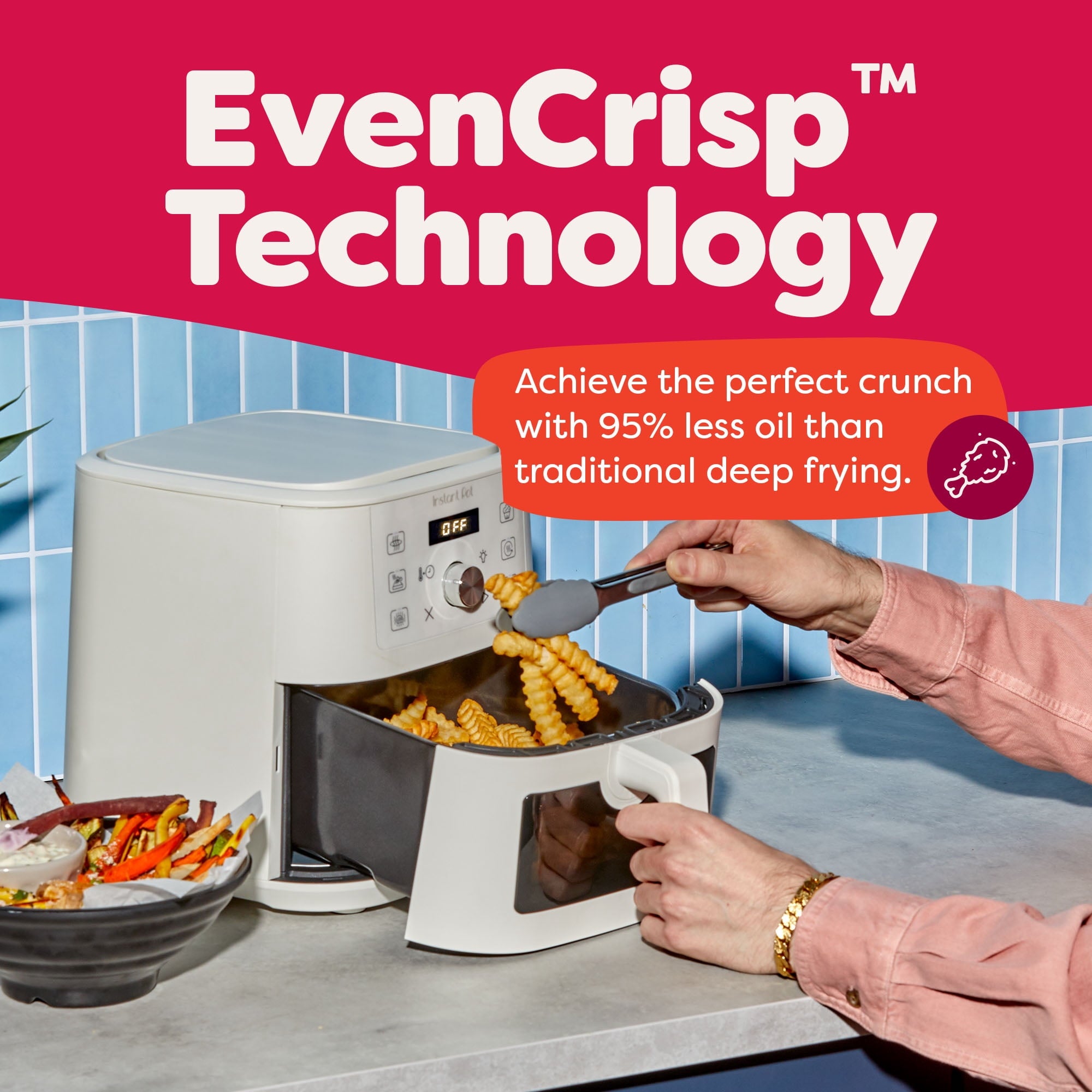 Instant Pot 4QT VORTEX 6-in-1 Mini Air Fryer, Air fry, Bake, Roast, Broil, Dehydrate or Reheat, Sea Salt, 4 Quarts