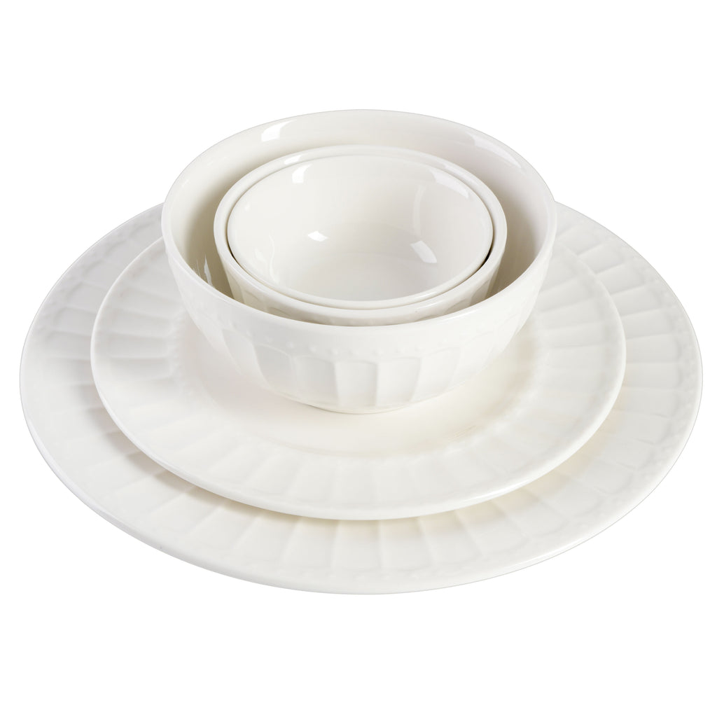 Gibson Home Gracious Dining Gourmet Expressions 40 Piece Embossed Porcelain Dinnerware Set