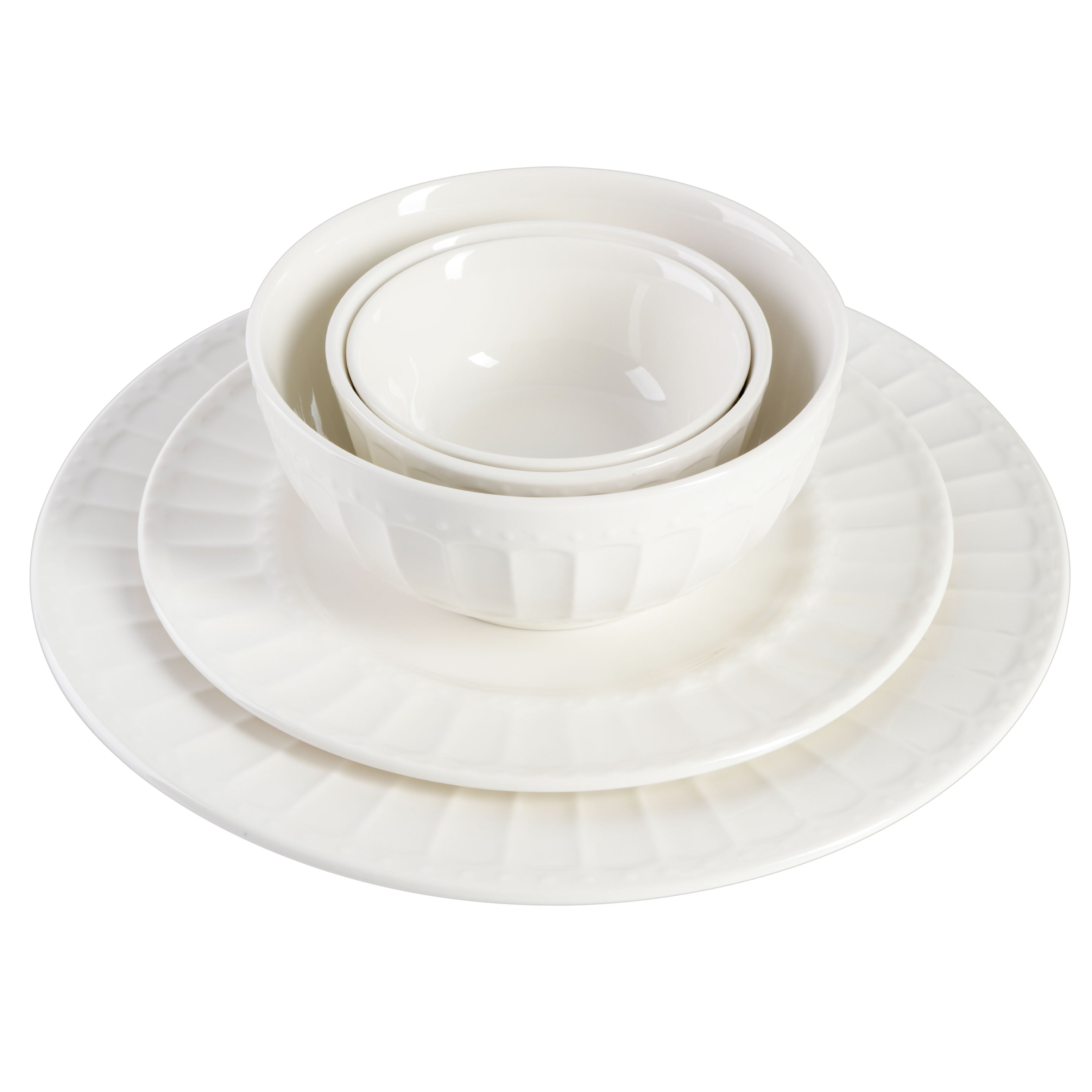 Gibson Home Gracious Dining Gourmet Expressions 40 Piece Embossed Porcelain Dinnerware Set