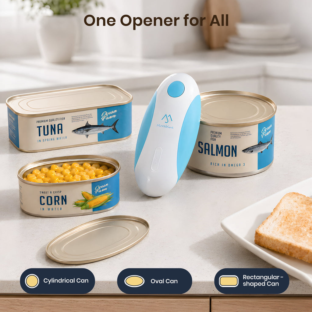 Moreblue One-Touch Automatic Electric Can Opener, USB-C Rechargeable Can Opener Smooth Edge, Hands-Free Countertop Electric Can Opener for Seniors, Arthritis, Weak Hands, Kitchen Gadget Gift（Blue)