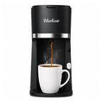 Bluebow Single Serve Coffee Maker, 6-12oz Brew Size for K Cup Pod & Ground Coffee& Tea, Fast Brew One Cup Small Coffee Machine  for Home and Travel, Black