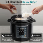 3QT Electric Pressure Cooker, 10-in-1 Multi Cooker, Small Programmable Stainless Steel Pot and Ceramic Inner Pot, Black