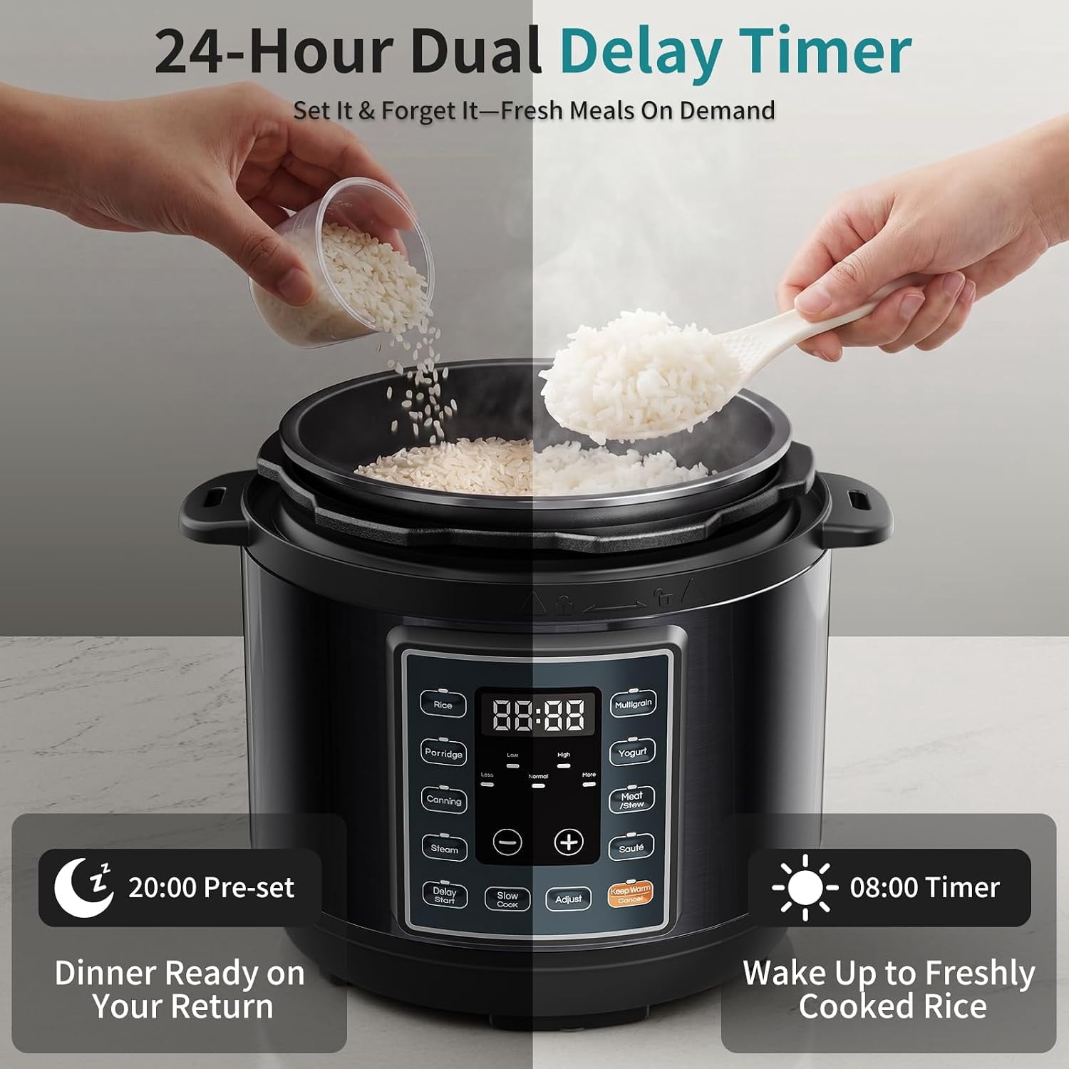3QT Electric Pressure Cooker, 10-in-1 Multi Cooker, Small Programmable Stainless Steel Pot and Ceramic Inner Pot, Black