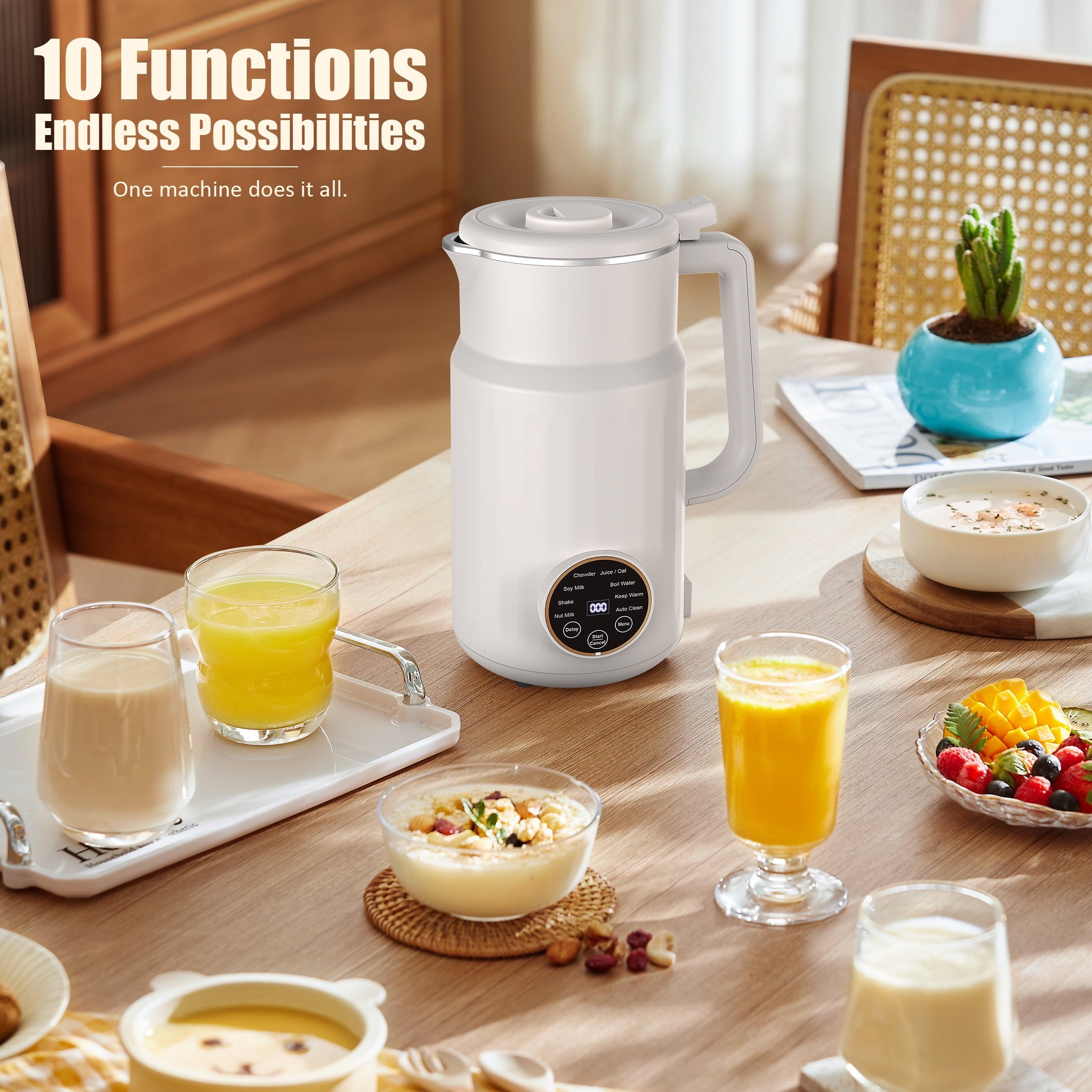 Moreblue 10-in-1 Automatic Nut Milk Maker, 35oz Soy Milk Maker Machine with Self-Cleaning,Homemade Oat Milk Maker with Delay Start Plant-Based & Dairy-Free Beverage
