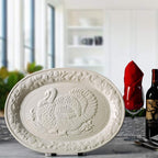 OVENTE Ceramic Oval Turkey Platter, White P4565W | Holiday Serving Plate for Thanksgiving & Christmas Dinner, Fall Table Centerpiece Tray for Entertaining, Easy-Clean