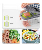 22-in-1 Vegetable Slicer Cutter Machine with Colander Basket, Multifunctional Durable Chopper for Fruits, Garlic, Zoodles, Cheese, Salad Prep, Easy-to-Clean Kitchen Gadget, High-Quality BPA-Free