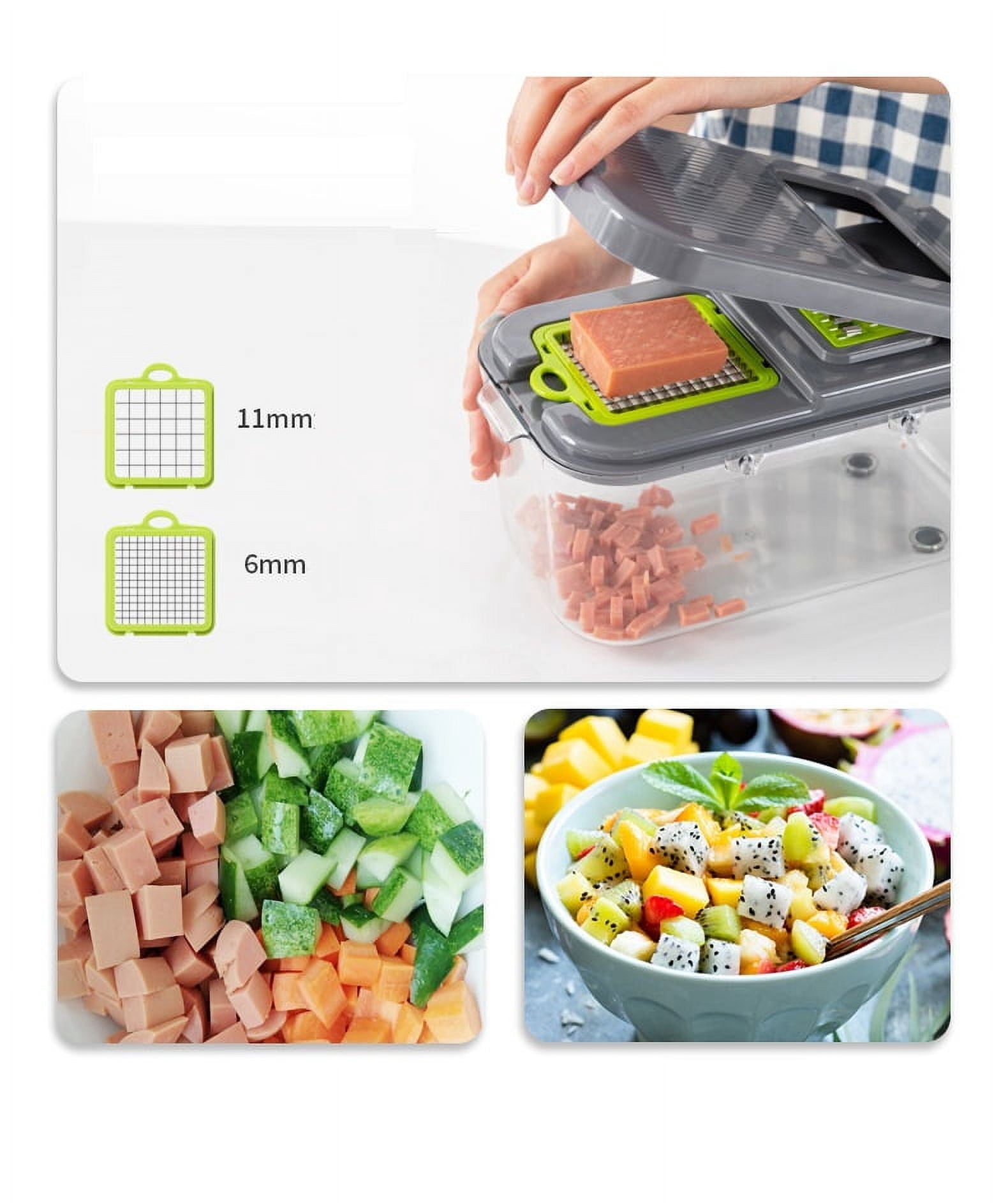 22-in-1 Vegetable Slicer Cutter Machine with Colander Basket, Multifunctional Durable Chopper for Fruits, Garlic, Zoodles, Cheese, Salad Prep, Easy-to-Clean Kitchen Gadget, High-Quality BPA-Free