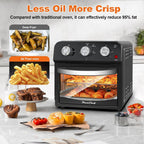Plum Chef 13-Quart Air Fryer Toaster Oven Combo, Compact 5-in-1 Countertop Convection Oven with 2-Layer Cooking, 1300W Oil-Less Healthy Cooker, Classic Black