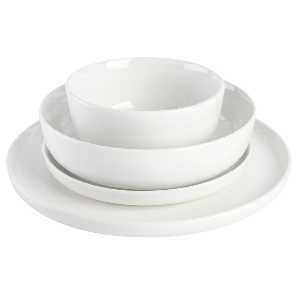 Gibson Home Oslo 16 Piece Round Stoneware Dinnerware Set, Service for 4, White