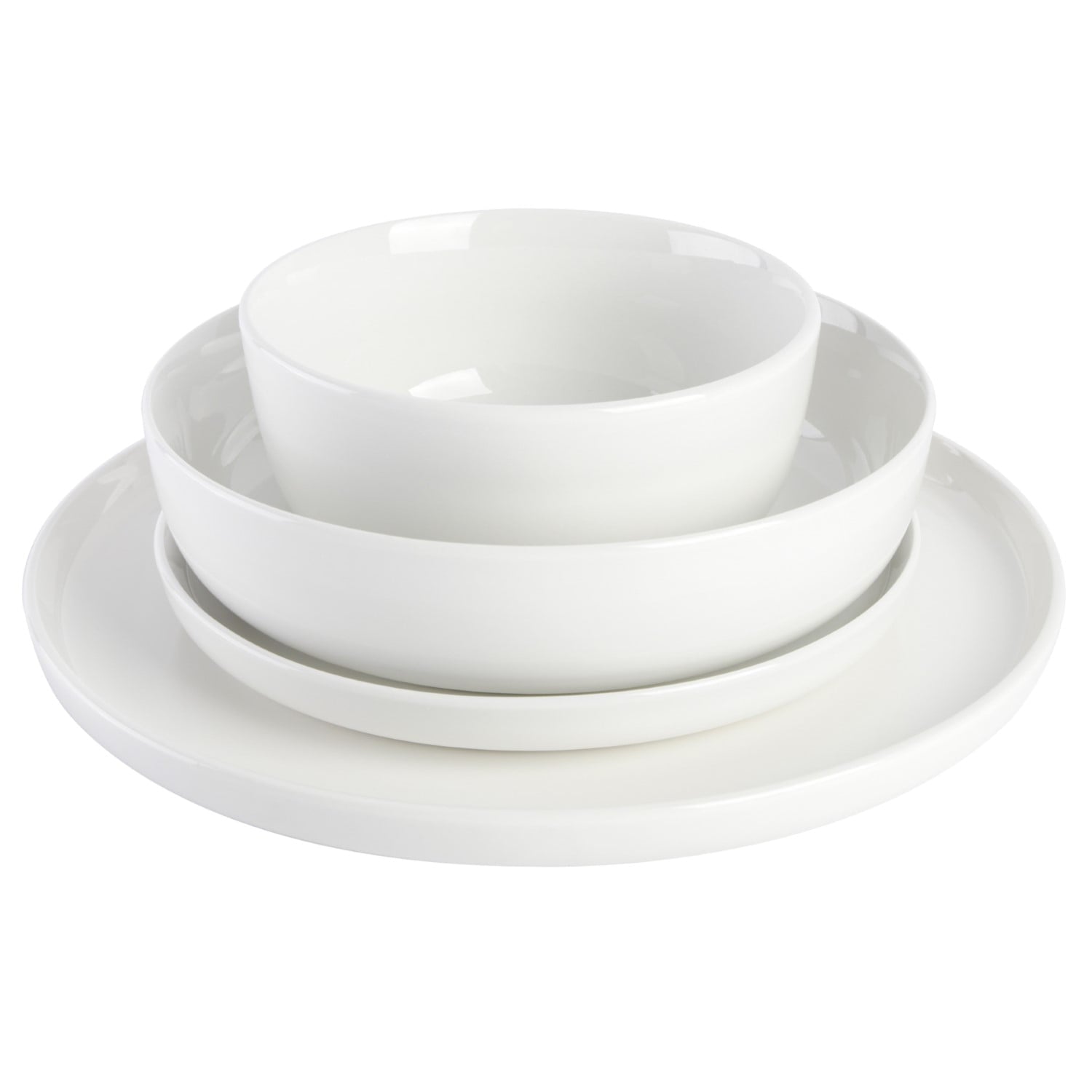 Gibson Home Oslo 16 Piece Round Stoneware Dinnerware Set, Service for 4, White