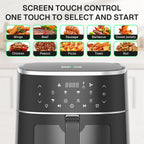 Behome 6QT Air Fryer, 8-in-1 Compact Airfryer for Roast, Broil, Dehydrate,Quick& Easy Meals,Visible Window,Black
