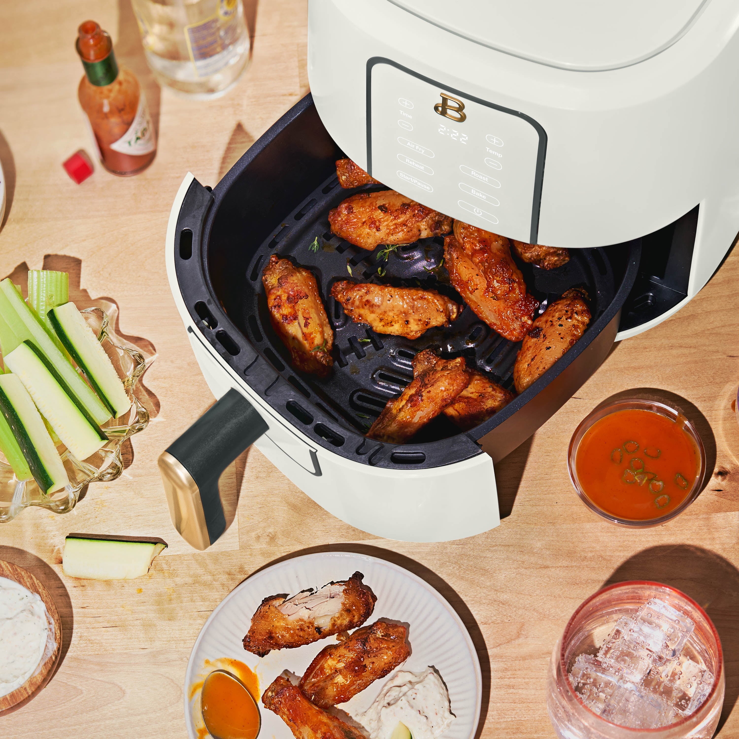 Beautiful 3 Qt Air Fryer with TurboCrisp Technology, EverGood Ceramic Nonstick Coating, White Icing by Drew Barrymore