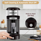 MINI Single Serve Coffee Maker,Instant Coffee Maker One Cup for K Cup & Ground Coffee,Portable Capsule Coffee Machine with 6 to 14oz Reservoir,90 Seconds Fast Brewing and One Button Operation