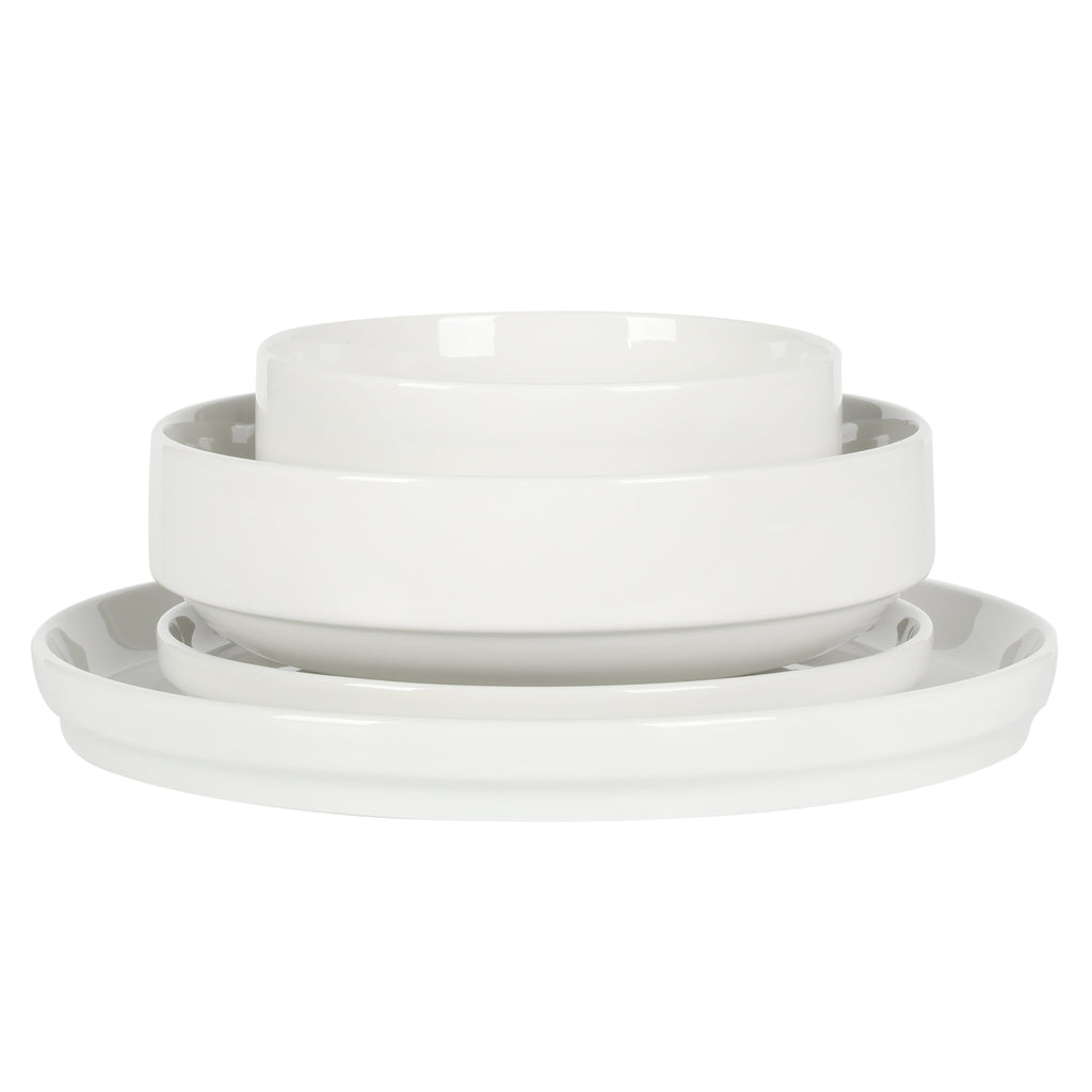 Gibson Home Rothenberg 16-Piece White Fine Ceramic Dinnerware Set