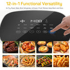 Beddle 6 Qt Compact Air Fryer Toaster Oven with Digital LED Touchscreen Electric Hot Oven, Oilless Multifunctional Cooker with Auto Shut-Off,Gray