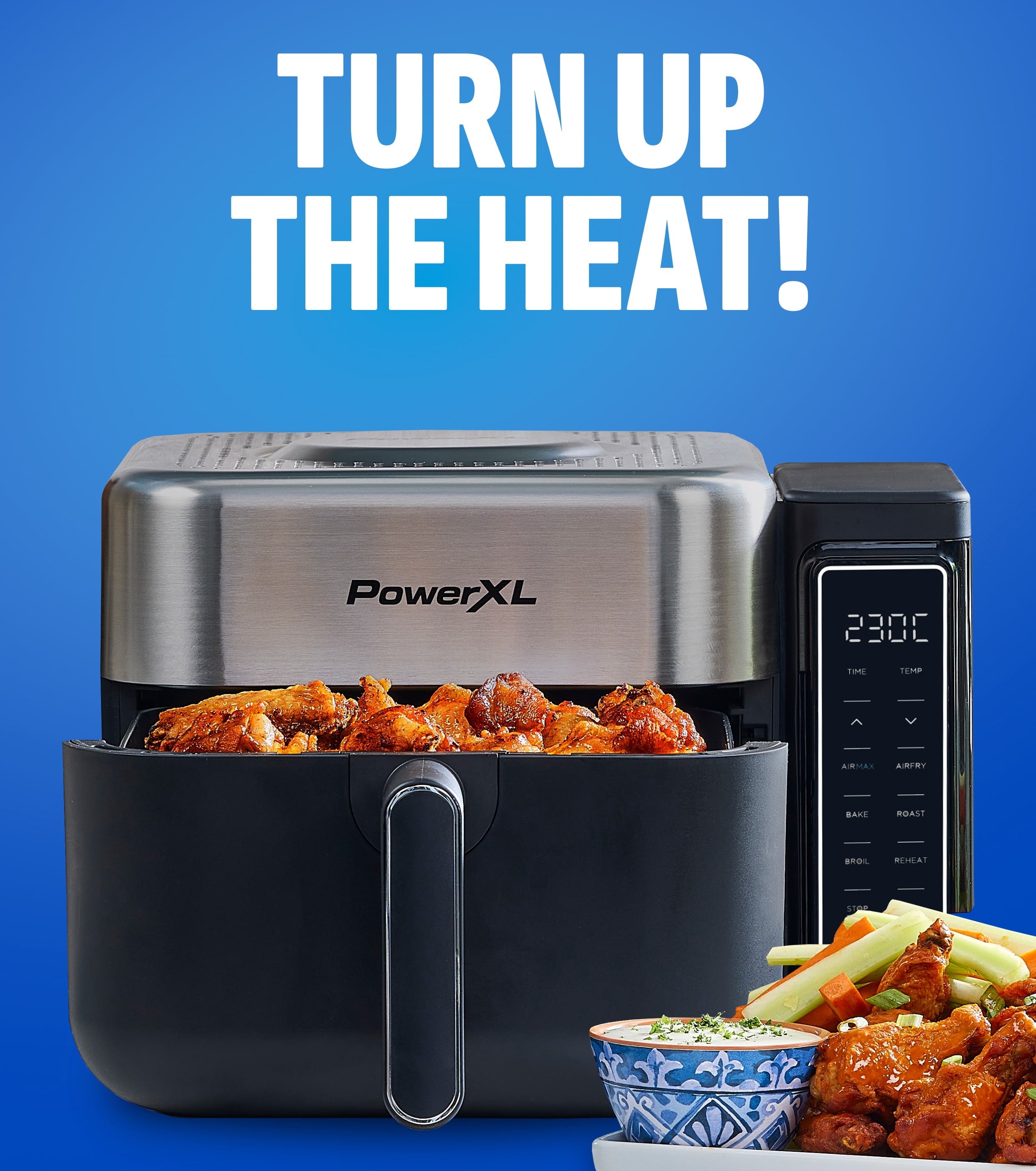 PowerXL 6.3 Quart AirMax Air Fryer Oven with Four Presets and Compact Two-Tier Design, 450F Maximum Temperature, No Preheat Needed