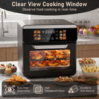 Bluebow 12QT Air Fryer Toaster Oven, 12-in-1 Multi-functional Color Touchscreen with Easy-view Windows, Less Oil Healthy Cooking for Home Kitchen Use