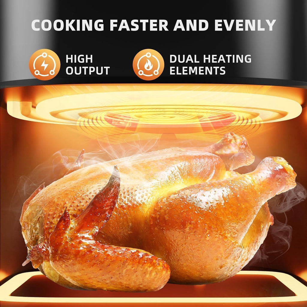 Behome 6QT Air Fryer, 8-in-1 Compact Airfryer for Roast, Broil, Dehydrate,Quick& Easy Meals,Visible Window,Black