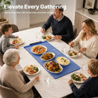 GOLDLEMON Warming Mat for Food, 24"x 16" Electric Warming Tray with 6 Temp Settings & 10H Timer, Auto Shut-Off, 300W Full Surface Heating for Buffet & Home, Blue