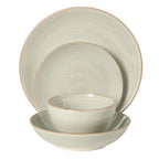 Gibson Home Stonebury 16 Piece Plates and Bowls Assorted Color Dishes - Handpainted Stoneware Dinnerware Set - Service for 4
