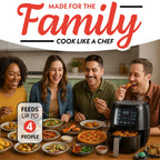 Gourmia 4 Qt Air Fryer, 12 Presets, Digital Display, FryForce 360°, Compact, Black