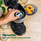 Compact Single Serve Coffee Maker - Brews and Ground Coffee, 6-14oz Reservoir, Space-Saving Design for Home or Office - Perfect for Small Kitchens