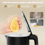 Consiwa Electric Kettle, Double Wall 1.7L Stainless Steel Cool Touch, Water Boiler & Heater, 1500W Hot Tea Pot, Black