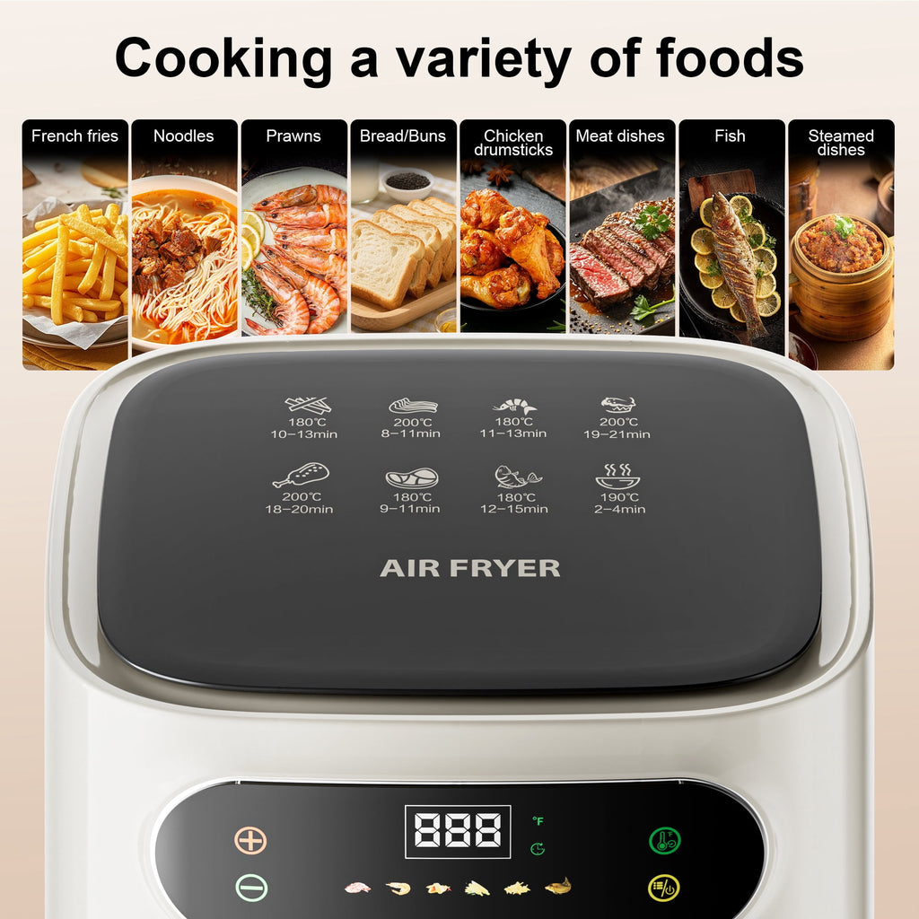 Hicloud 7.5QT Air Fryer, 1600W Multifunction Airfryer with Visible Window, Adjustable Time＆Temperature, Nonstick, 85% Less Oil, 100Pcs Liner