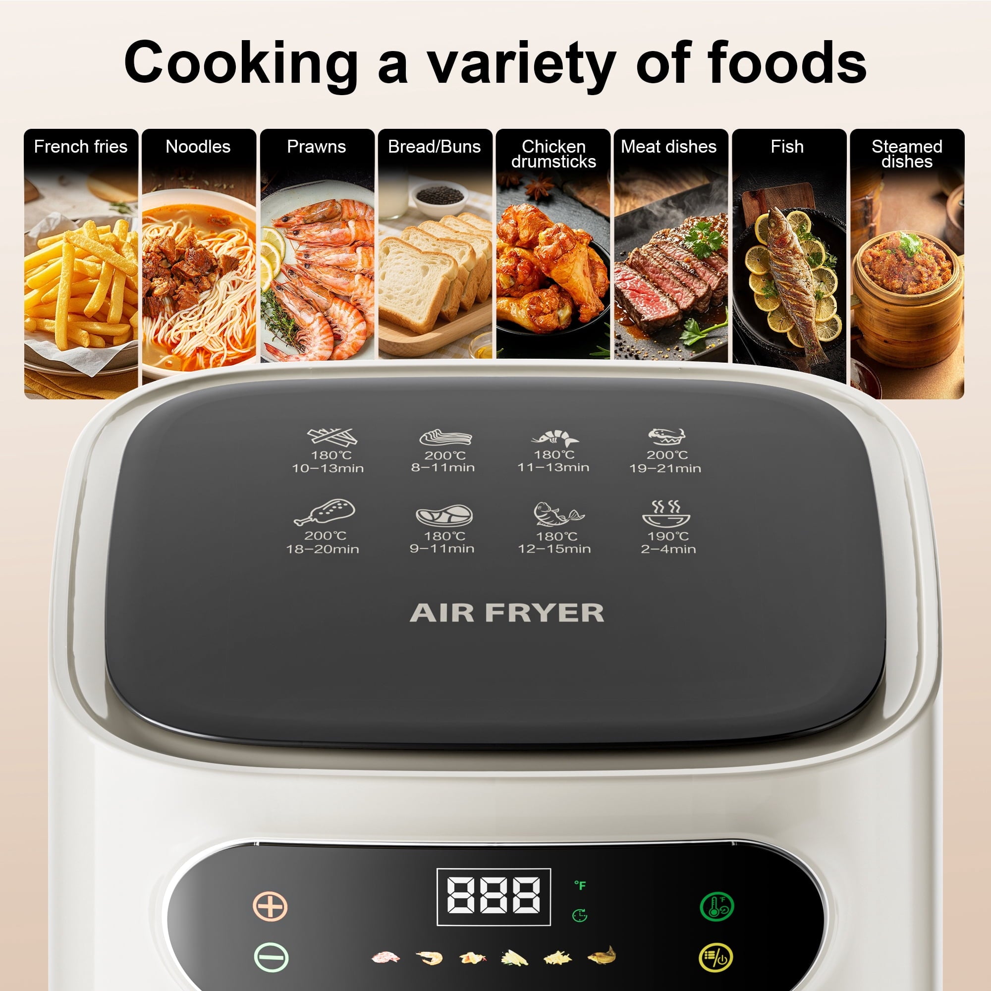 Hicloud 7.5QT Air Fryer, 1600W Multifunction Airfryer with Visible Window, Adjustable Time＆Temperature, Nonstick, 85% Less Oil, 100Pcs Liner