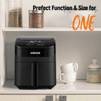 DEIME Air Fryer 4 Qt, Small Airfryer Digital Space Saving Compact, Bake, Reheat, Roasts for Quick Easy Meals, Mini Compact & Quiet, Nonstick & Dishwasher Safe Basket (Black)