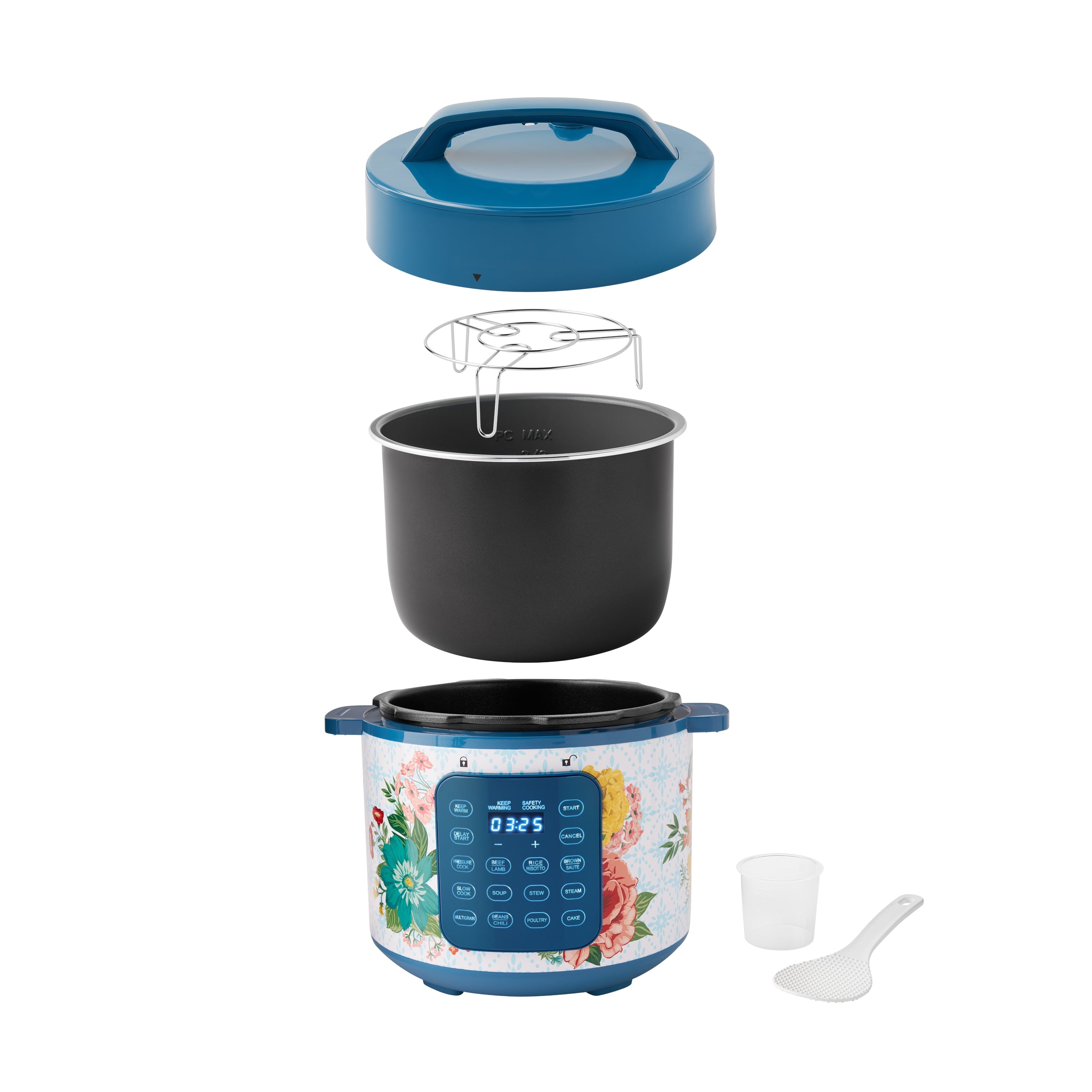 The Pioneer Woman Fancy Flourish 6-Quart Pressure Cooker with Touch Control Display